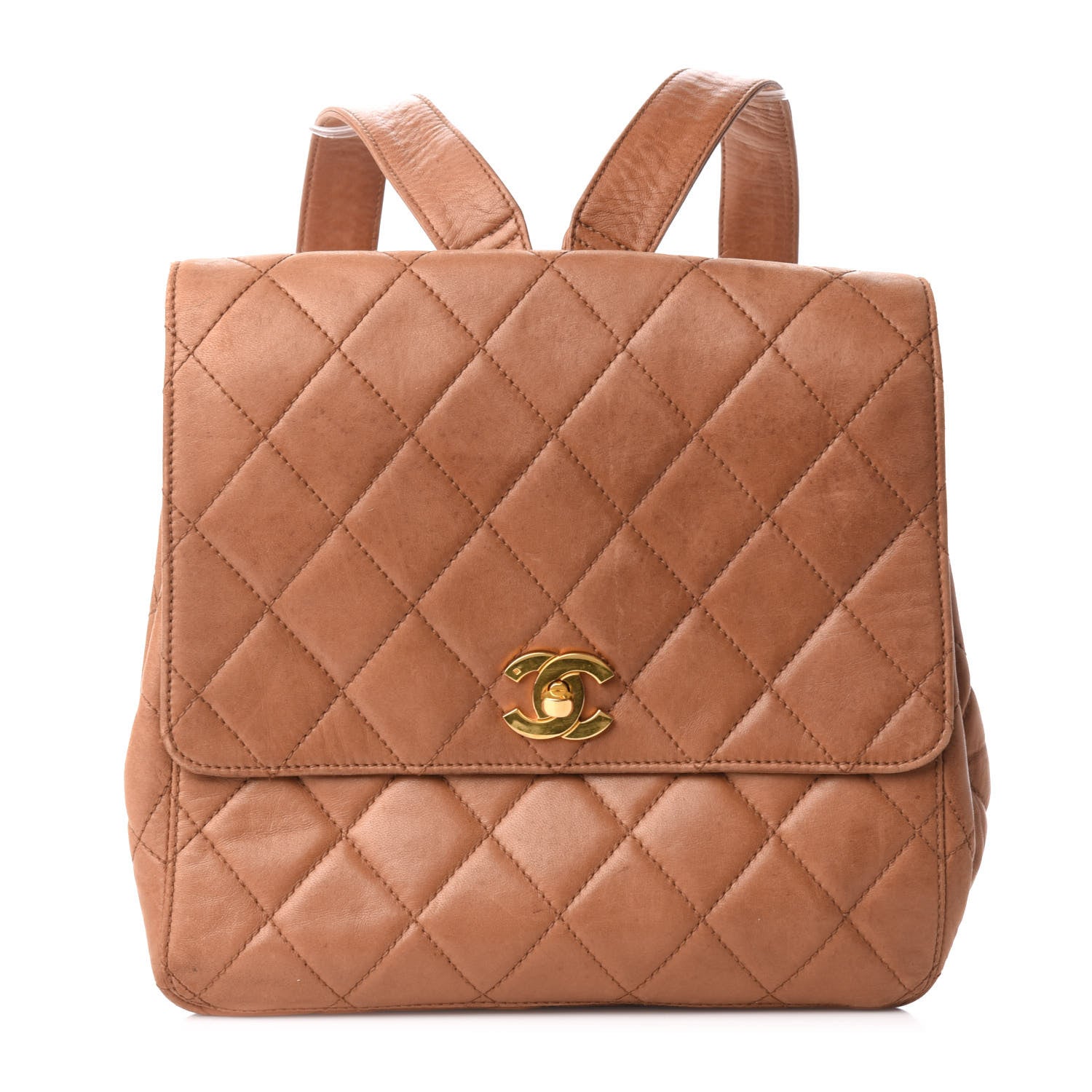 Chanel Lambskin Quilted Backpack Brown 1 of 7