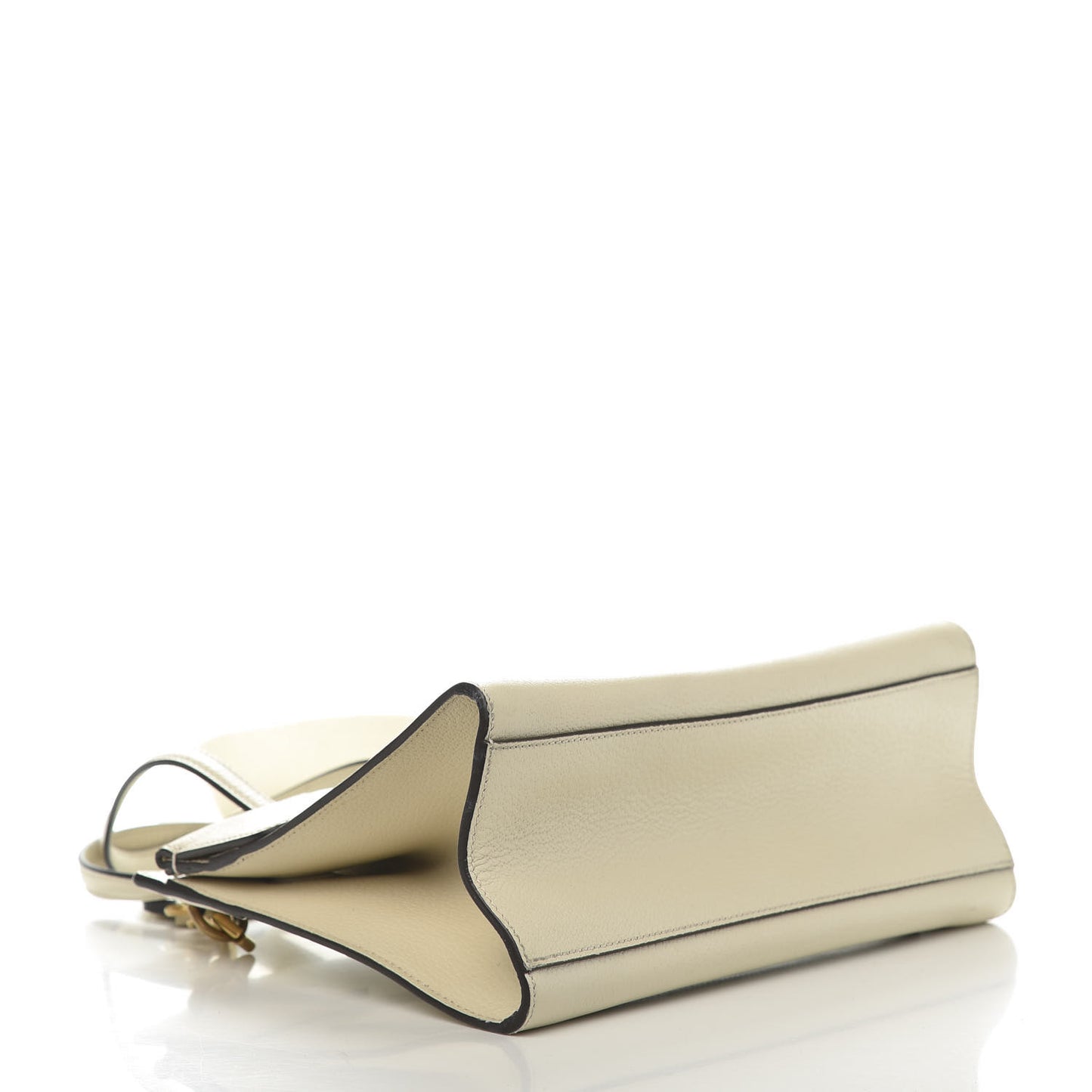 Grained Calfskin Web Stripe Butterfly Medium Totem Top Handle Bag White