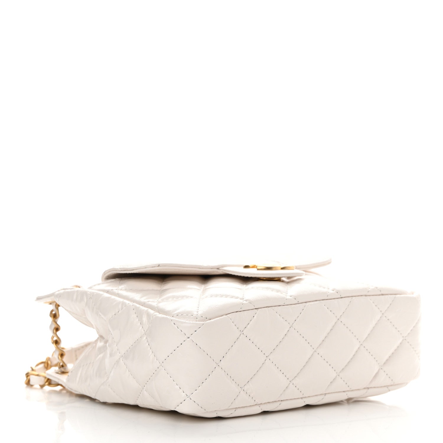 Chanel Shiny Crumpled Calfskin Quilted Small Wavy CC Hobo White 4 of 12