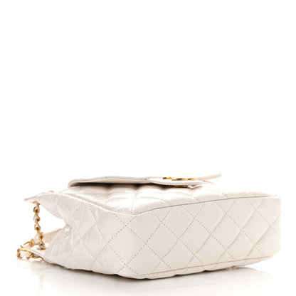 Chanel Shiny Crumpled Calfskin Quilted Small Wavy CC Hobo White 4 of 12