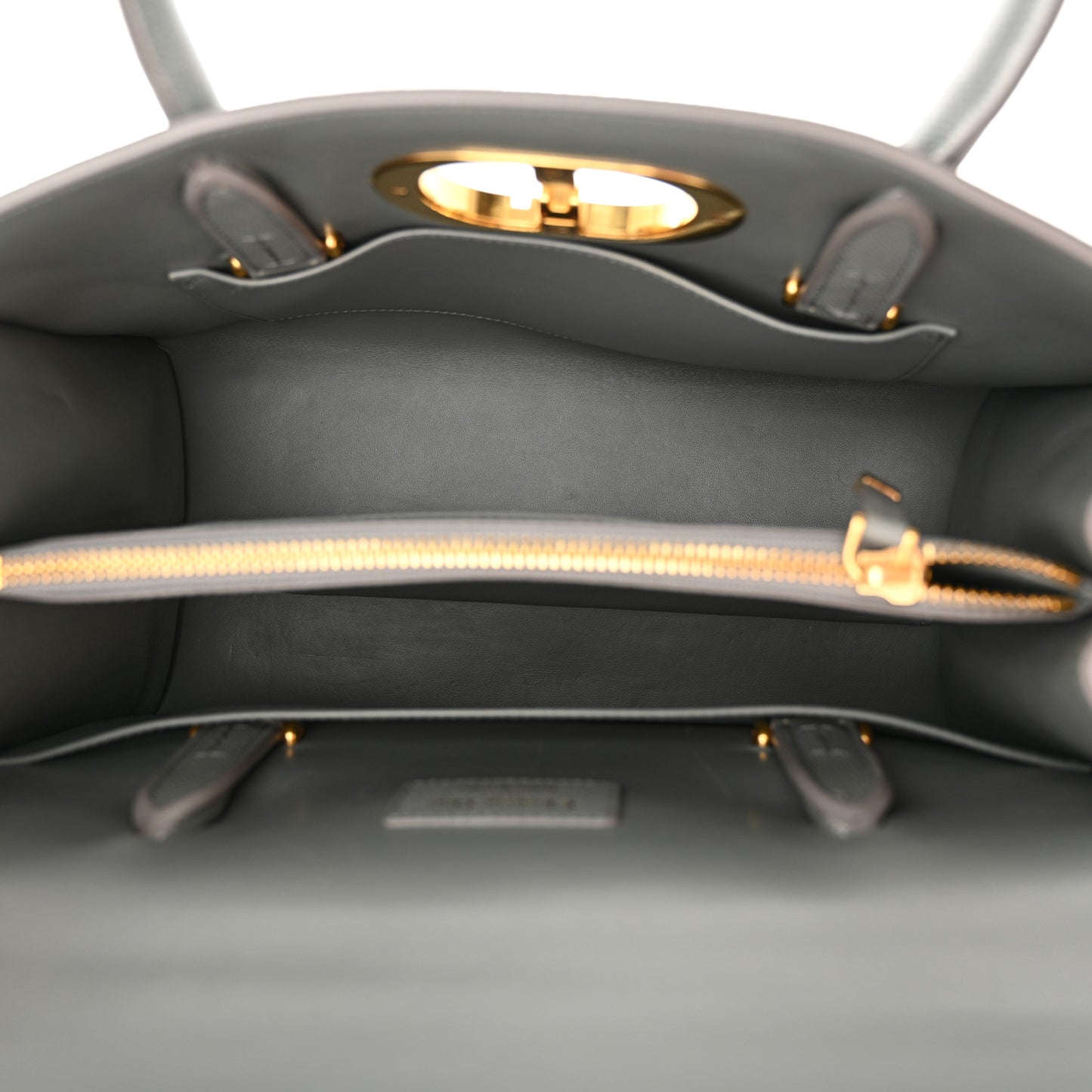 Grained Calfskin Large St. Honore Tote Grey Stone