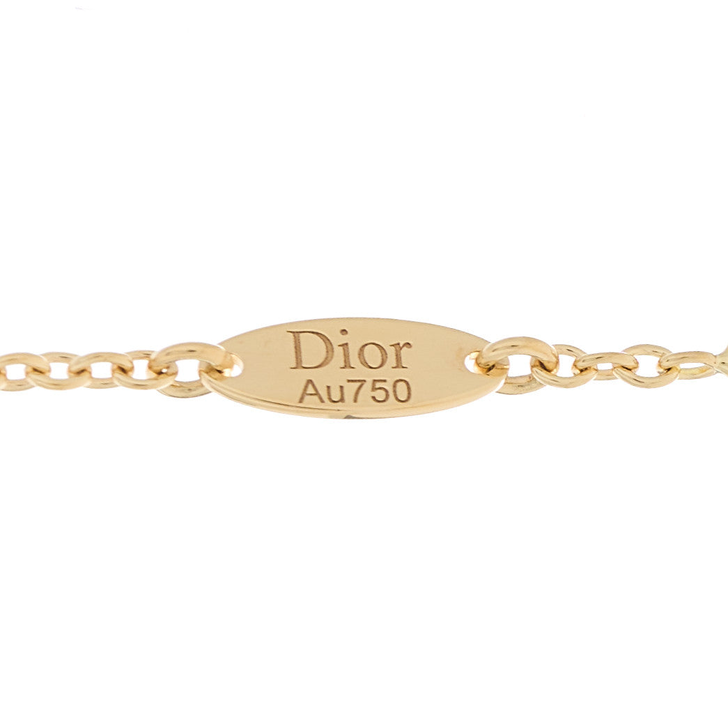 Christian Dior 18K Yellow Gold Diamond Black Onyx Mother of Pearl Rose Celeste Pendant Necklace 5 of 7