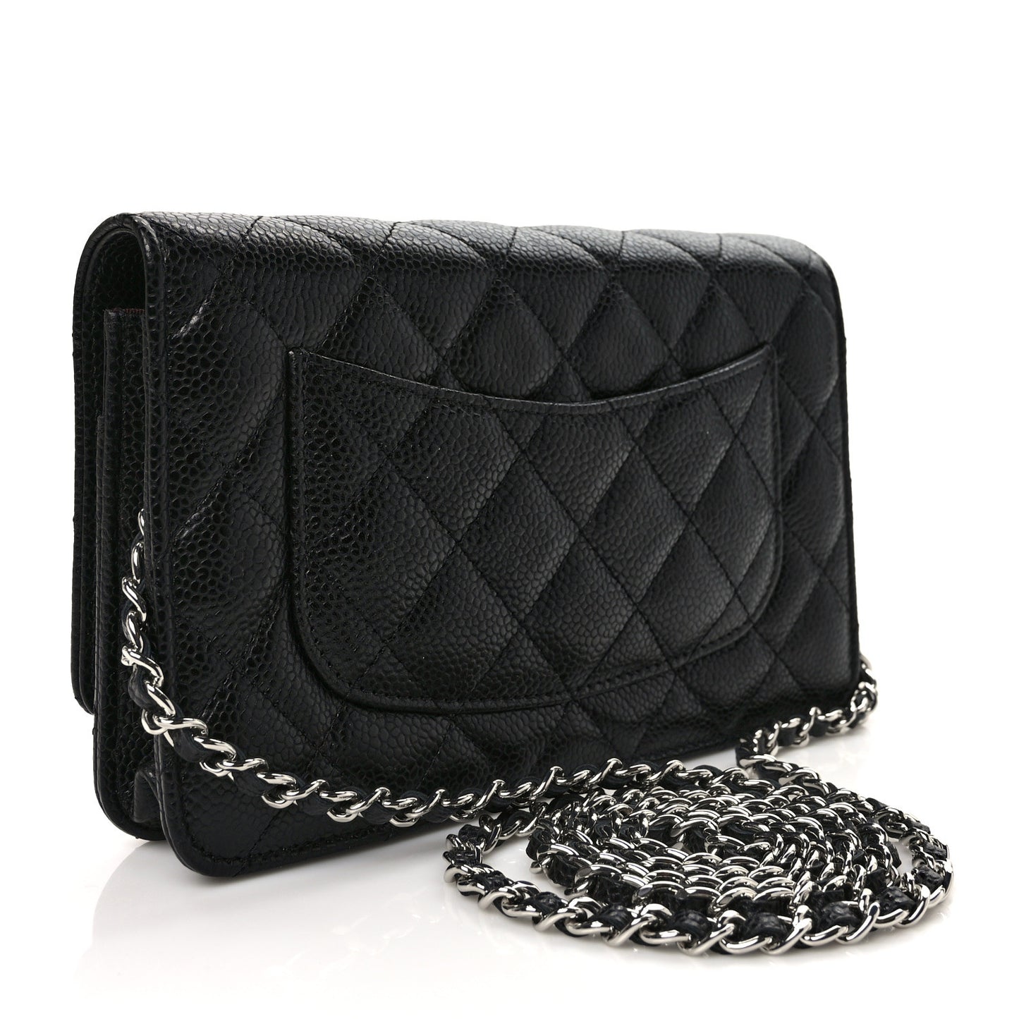 Caviar Quilted Wallet on Chain WOC Black
