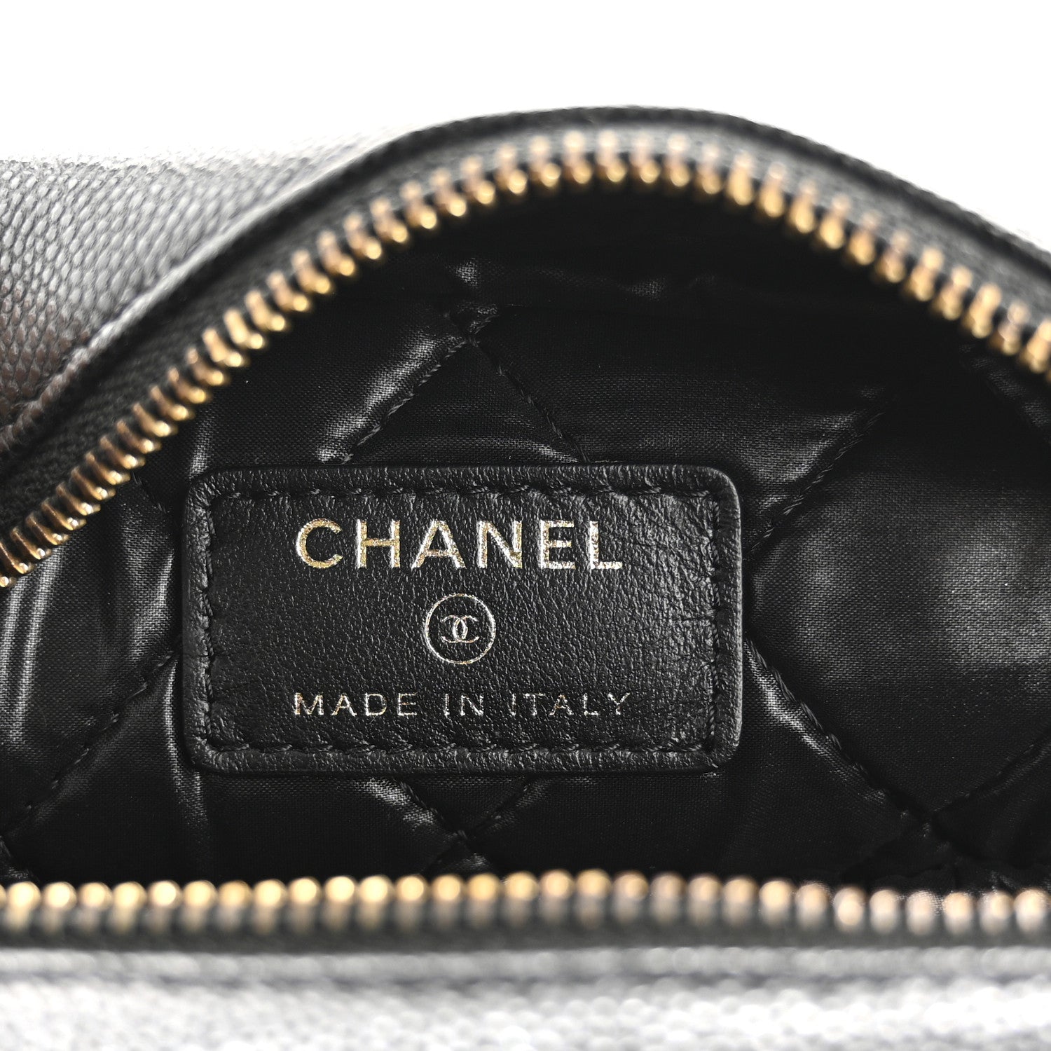 Chanel Caviar Quilted Medium Curvy Pouch Cosmetic Case Black 6 of 9