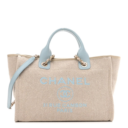Chanel Mixed Fibers Calfskin Small Deauville Tote Grey Light Blue 2 of 11