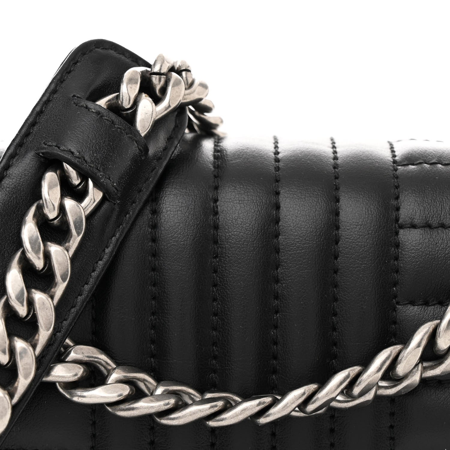 Prada Soft Calfskin Impunture Diagramme Medium Chain Flap Shoulder Bag Black 8 of 10
