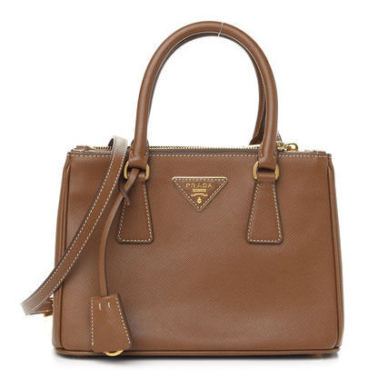 Prada Saffiano Lux Mini Galleria Double Zip Tote Cannella 1 of 8
