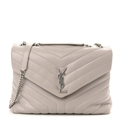 Saint Laurent Calfskin Y Quilted Monogram Medium Loulou Chain Satchel Granite 1 of 15