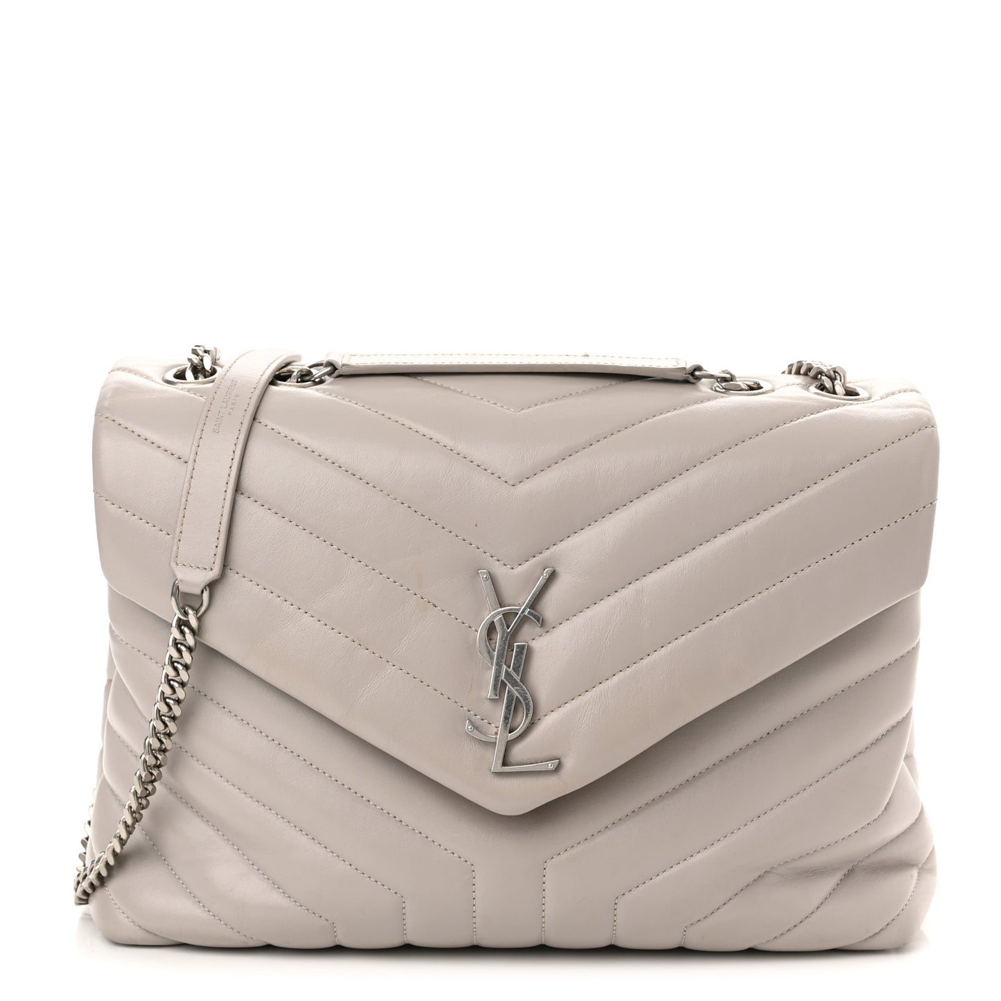 Calfskin Y Quilted Monogram Medium Loulou Chain Satchel Granite