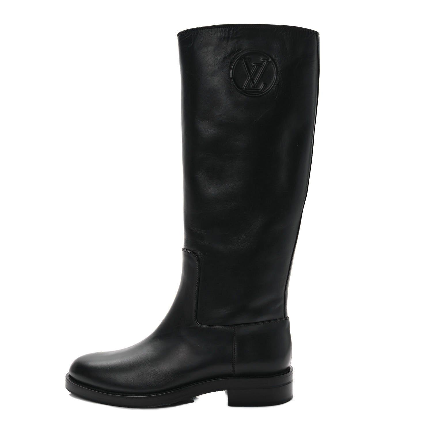 Louis Vuitton Calfskin Overdrive Flat High Boots 40 Black 1 of 8