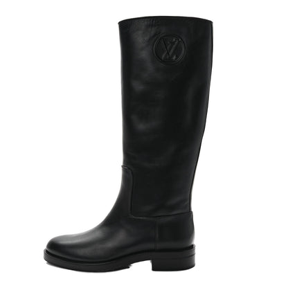 Louis Vuitton Calfskin Overdrive Flat High Boots 40 Black 1 of 8