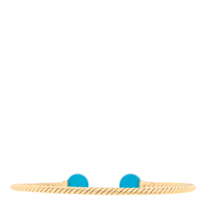 David Yurman 18K Yellow Gold Turquoise 8.5mm Solari Bead Bracelet 2 of 4