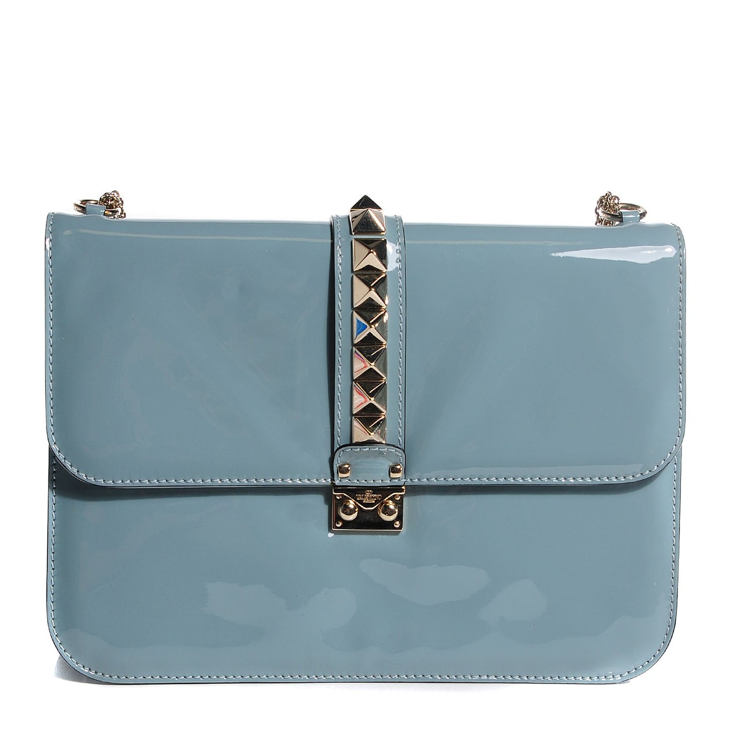 Patent Large Glam Lock Rockstud Flap Smoke