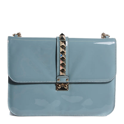 Valentino Garavani Patent Large Glam Lock Rockstud Flap Smoke 1 of 7