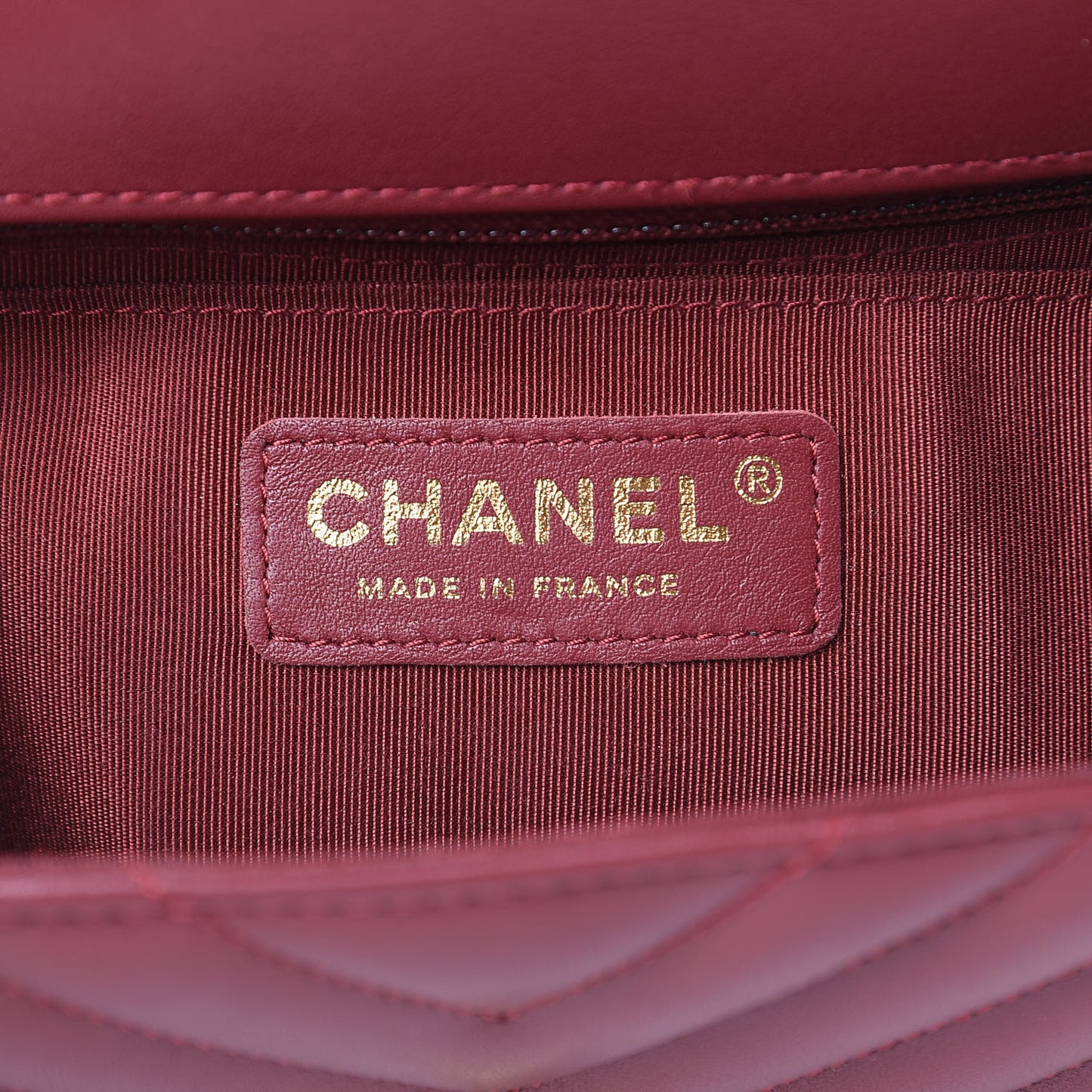 Calfskin Chevron Quilted Mini Statement Flap Burgundy