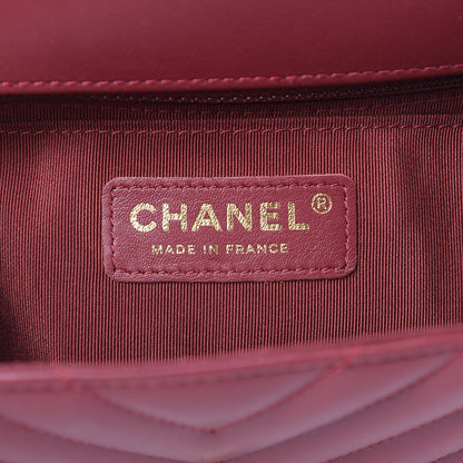 Chanel Calfskin Chevron Quilted Mini Statement Flap Burgundy 6 of 16