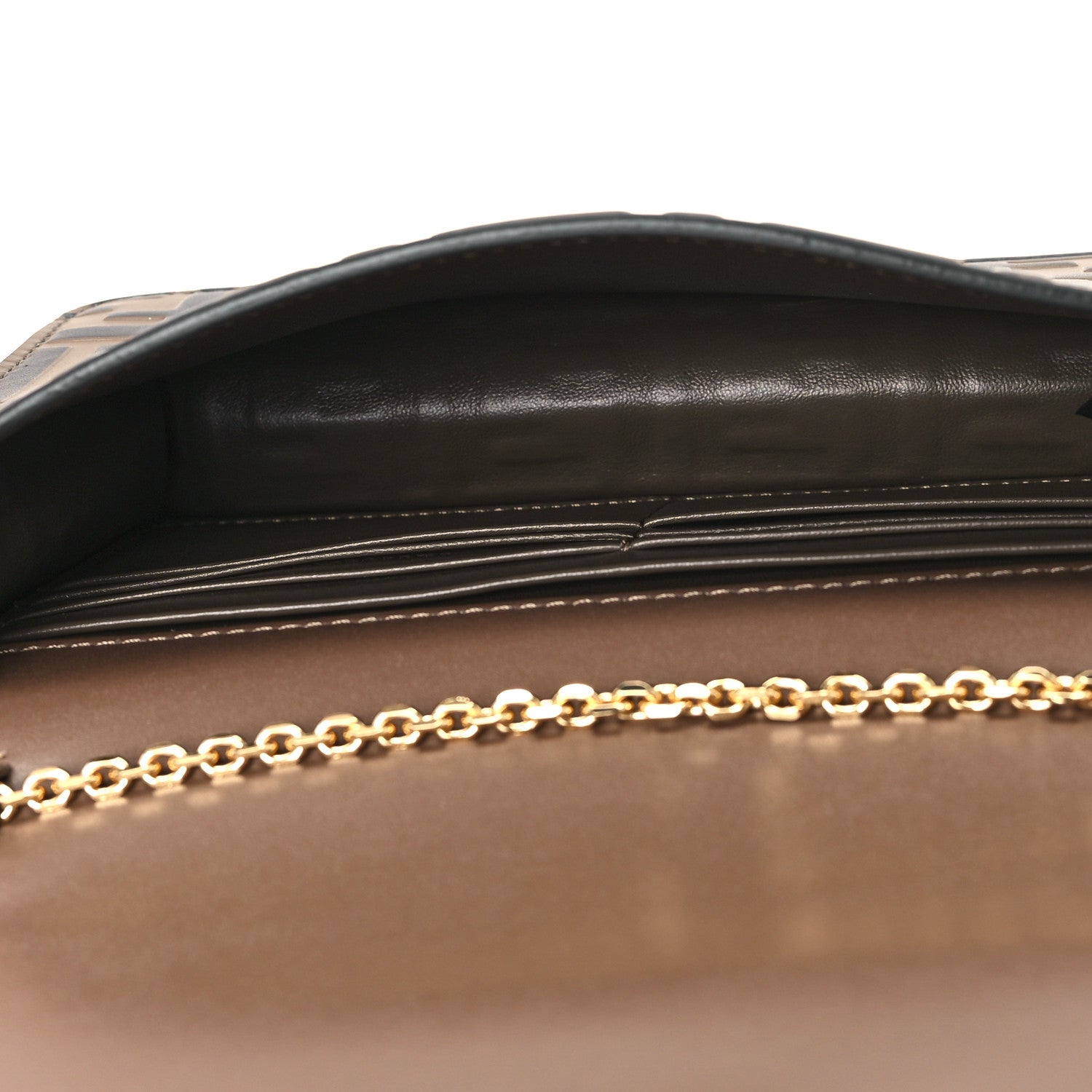 Fendi Vitello Ceylon Bi-Color FF 1974 Embossed FF Diamonds Chain Wallet Maya Black 5 of 10