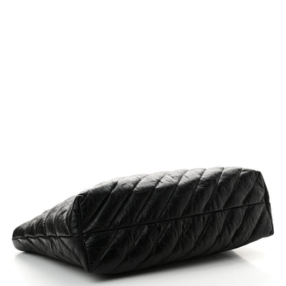 Balenciaga Crushed Calfskin Quilted Matte Black Hardware Large Crush Carry All Tote Bag Black 4 of 10