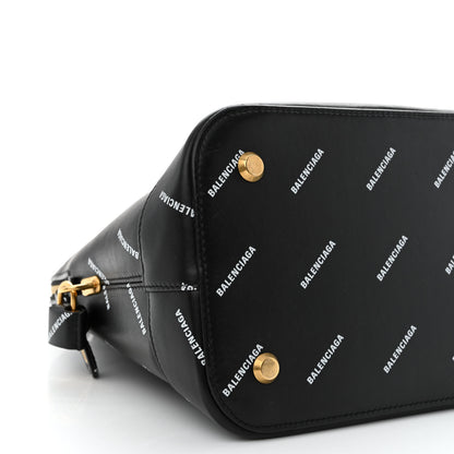 Balenciaga Calfskin Allover Logo M Ville Top Handle Bag Black 10 of 15