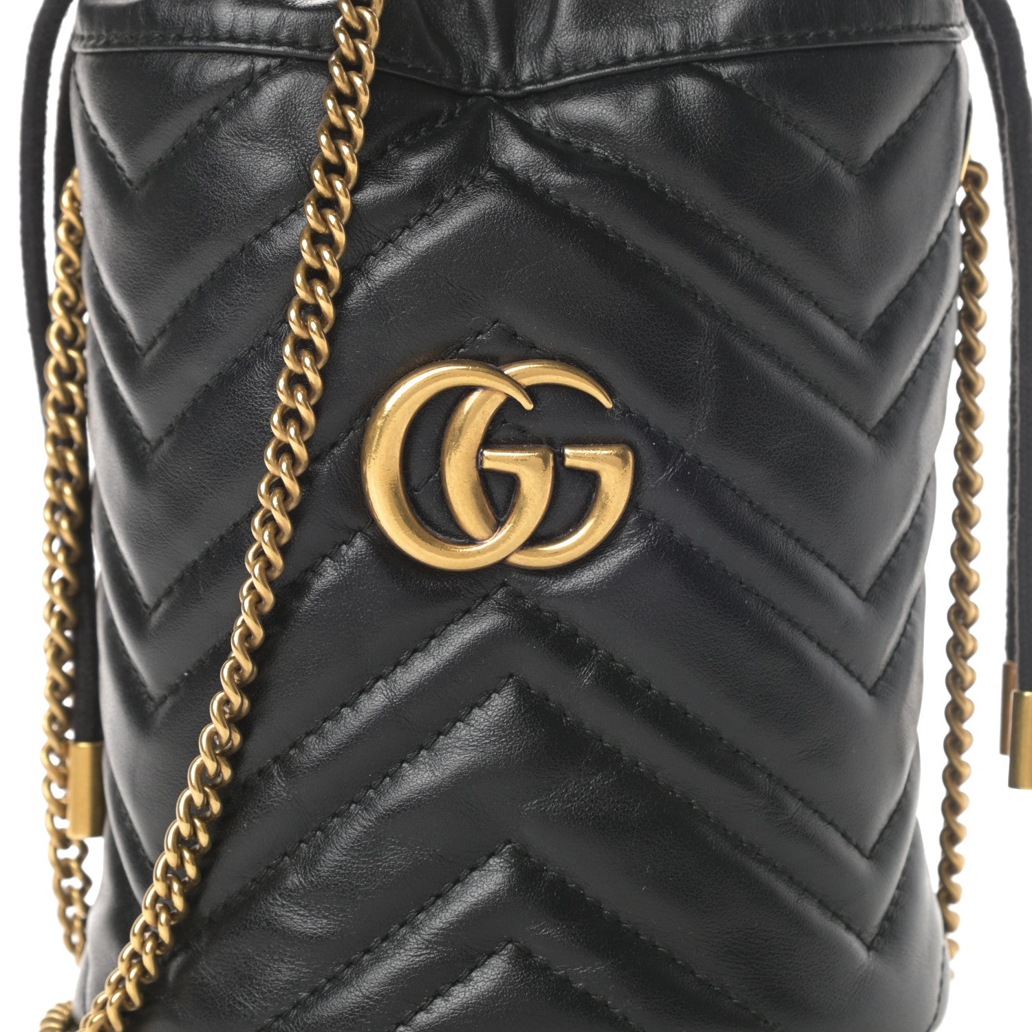 Gucci Calfskin Matelasse Mini GG Marmont 2.0 Bucket Bag Black 8 of 10