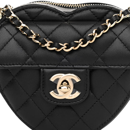 Chanel Lambskin Quilted CC In Love Heart Clutch With Chain Black 8 of 11