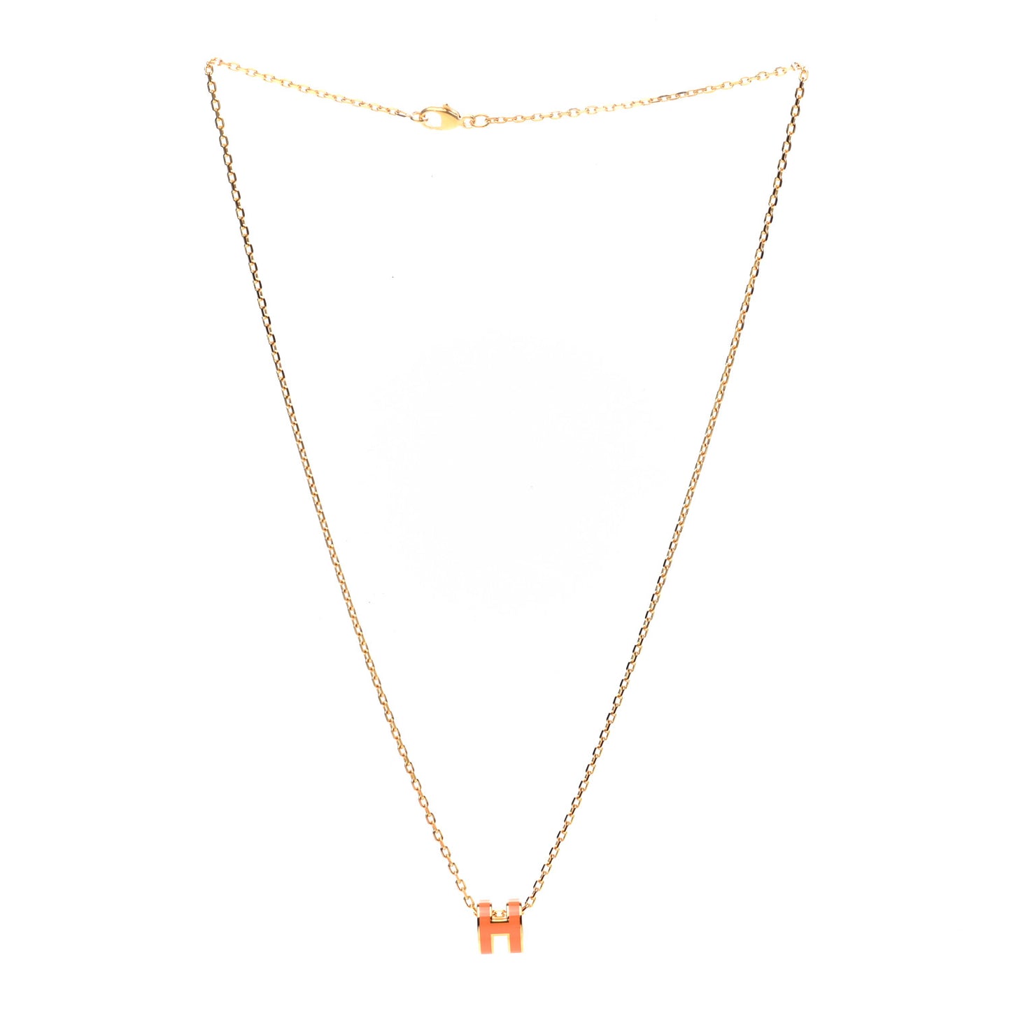 Lacquered Gold Mini Pop H Pendant Necklace Orange