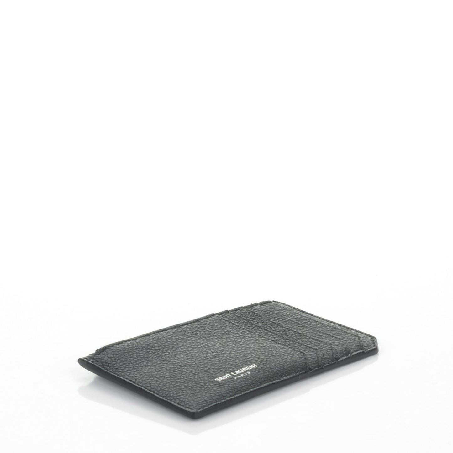 Grained Calfskin 5 Fragments Zip Pouch Card Holder Black