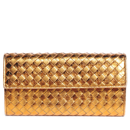 Bottega Veneta Metallic Nappa Ayers Intrecciato Continental Wallet Oro Bruciato 1 of 9