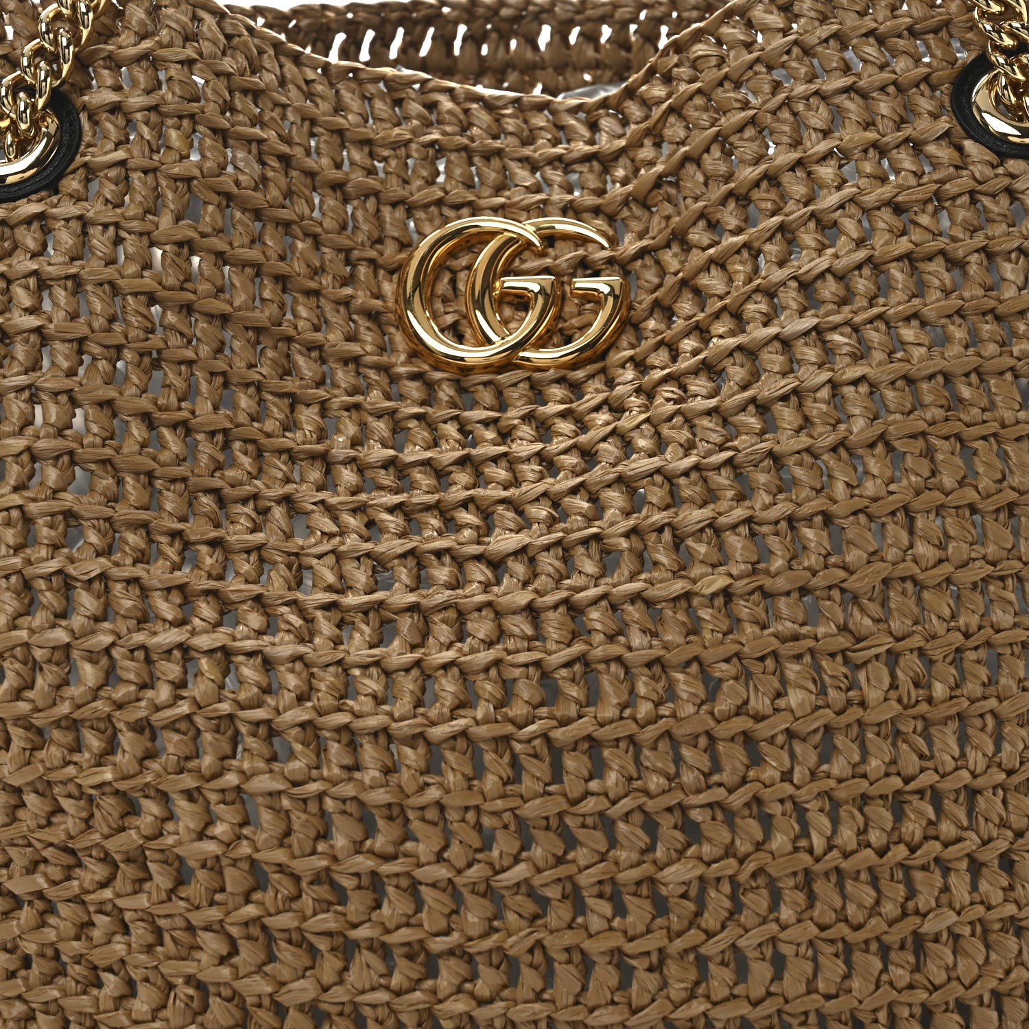 Gucci Raffia Effect Large GG Marmont Shoulder Tote Bag Natural Black 8 of 10