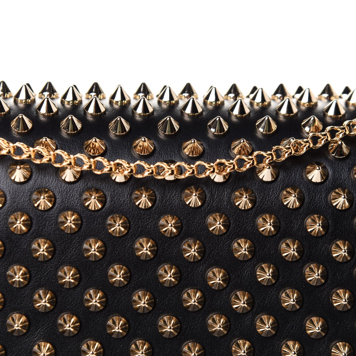 Calfskin Patent Leopard Spikes Paloma Clutch Black