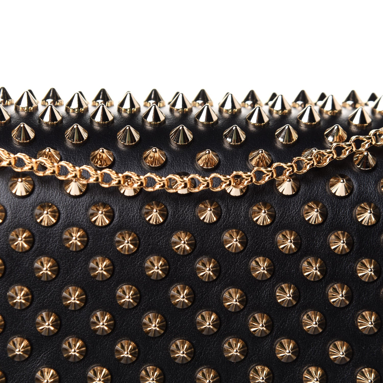 Christian Louboutin Calfskin Patent Leopard Spikes Paloma Clutch Black 8 of 10