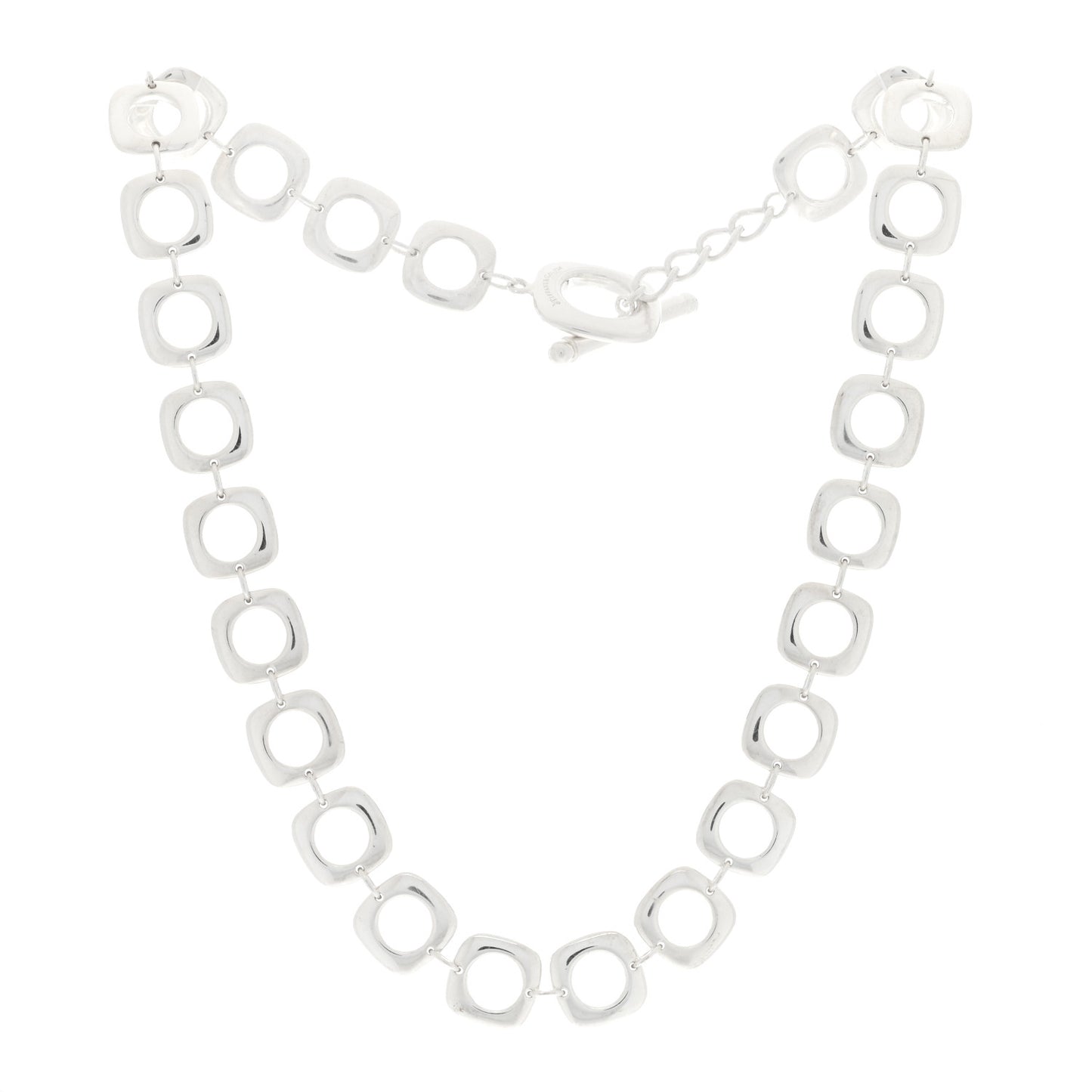 Sterling Silver Cushion Square Link Choker Necklace
