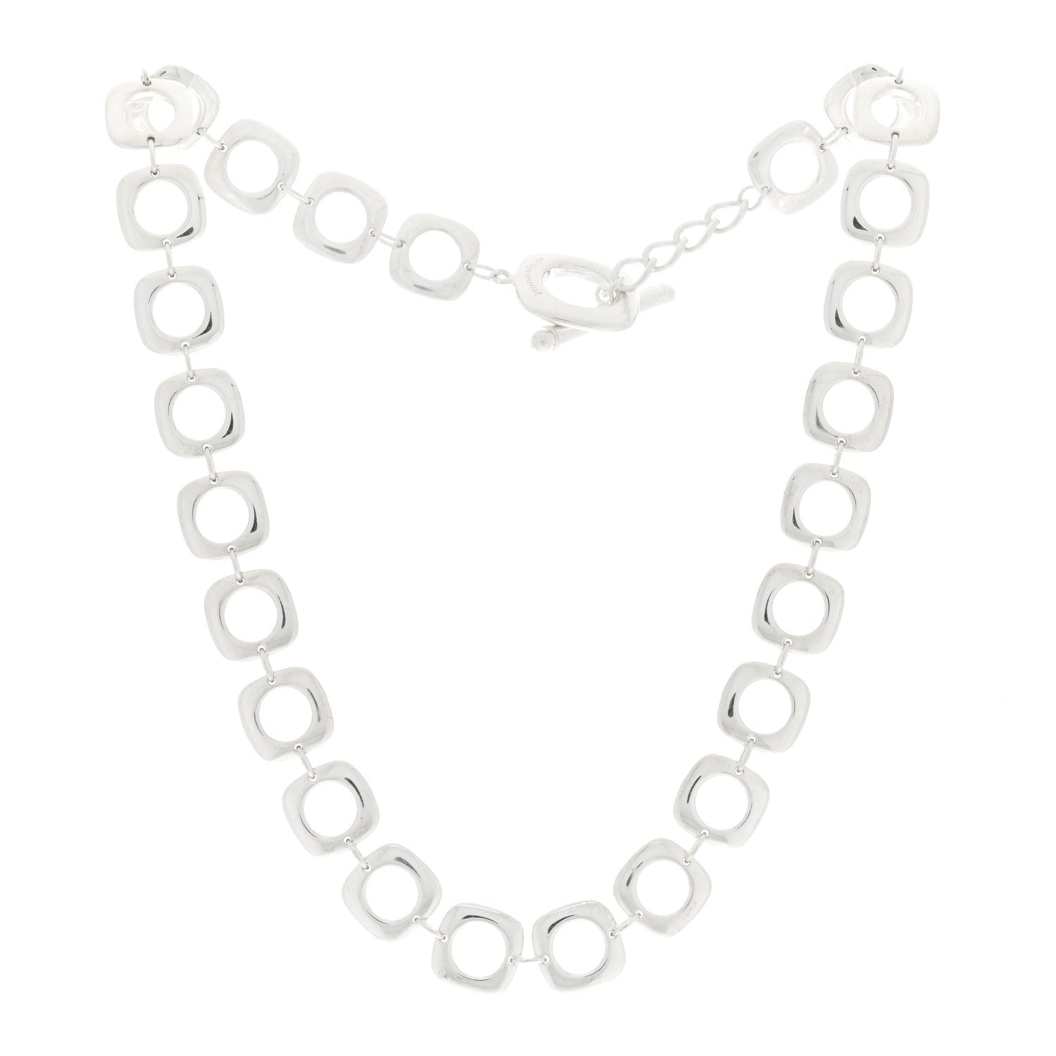 Tiffany Sterling Silver Cushion Square Link Choker Necklace 2 of 3