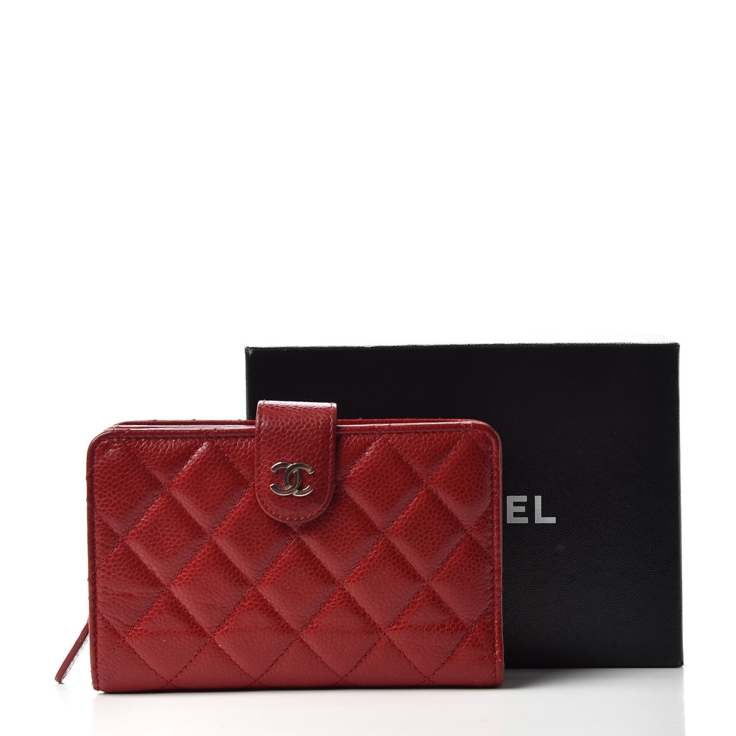 Caviar Quilted CC French Wallet Red