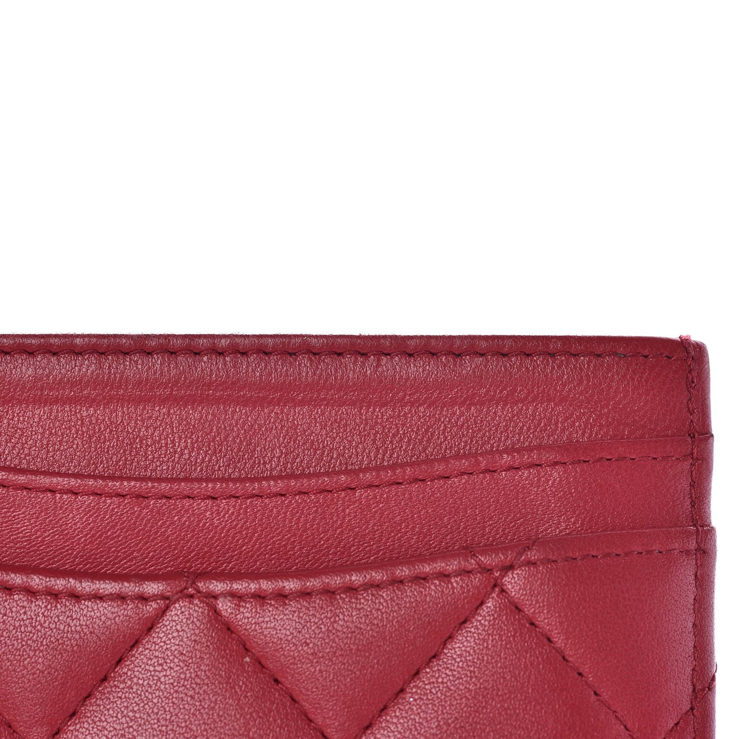Lambskin Quilted Card Holder Dark Pink