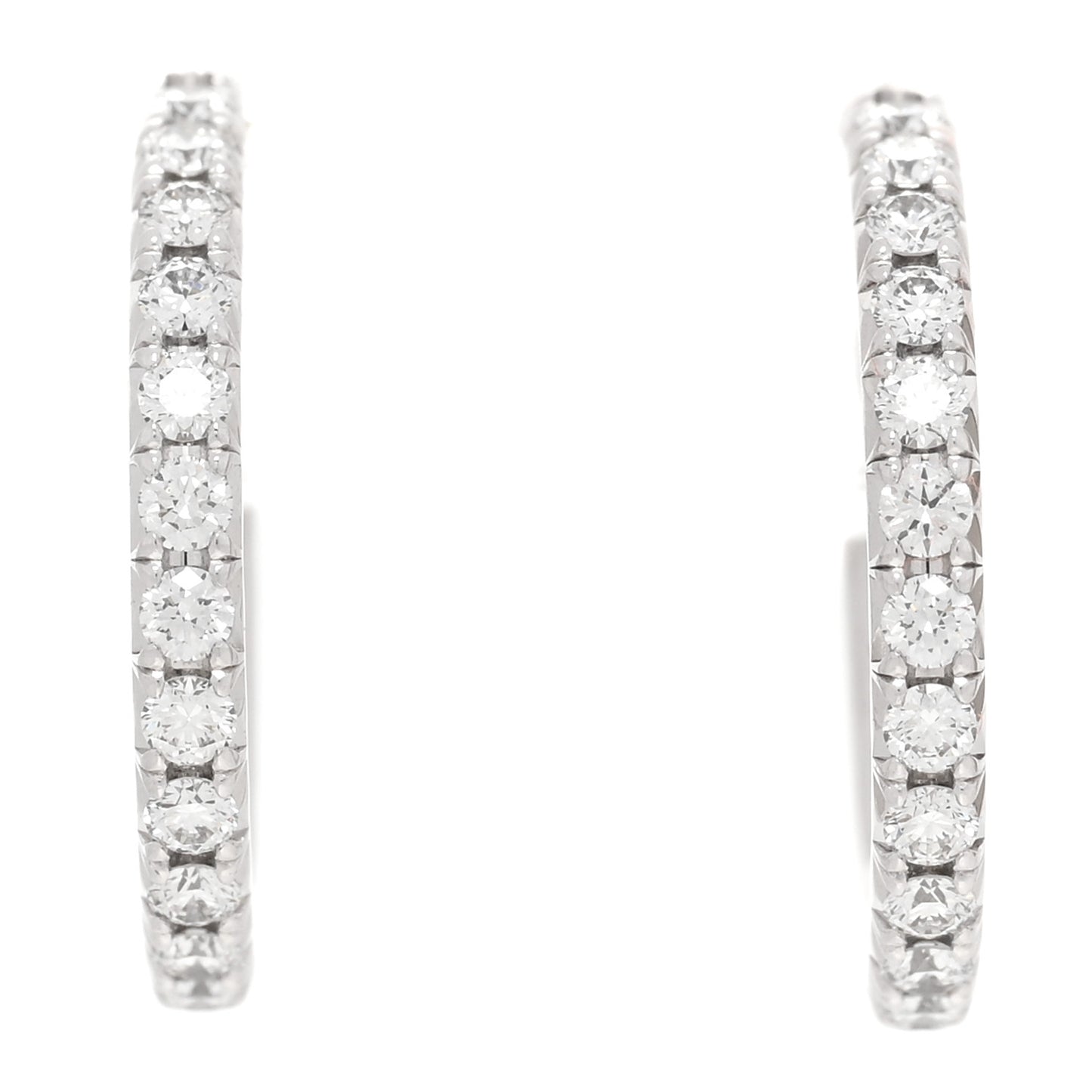 18K White Gold Diamond Small Metro Hoop Earrings
