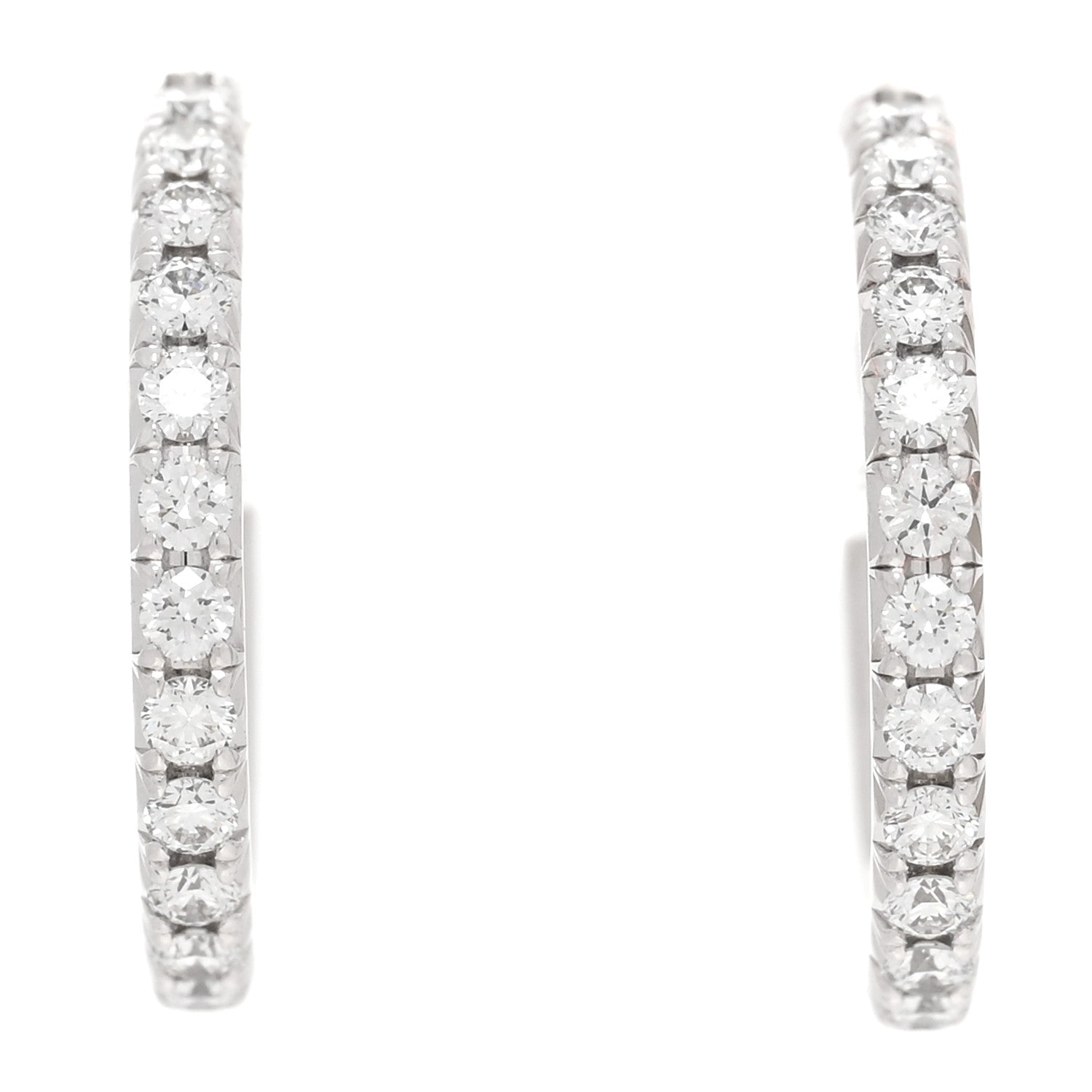 Tiffany 18K White Gold Diamond Small Metro Hoop Earrings 1 of 5