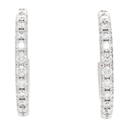 Tiffany 18K White Gold Diamond Small Metro Hoop Earrings 1 of 5