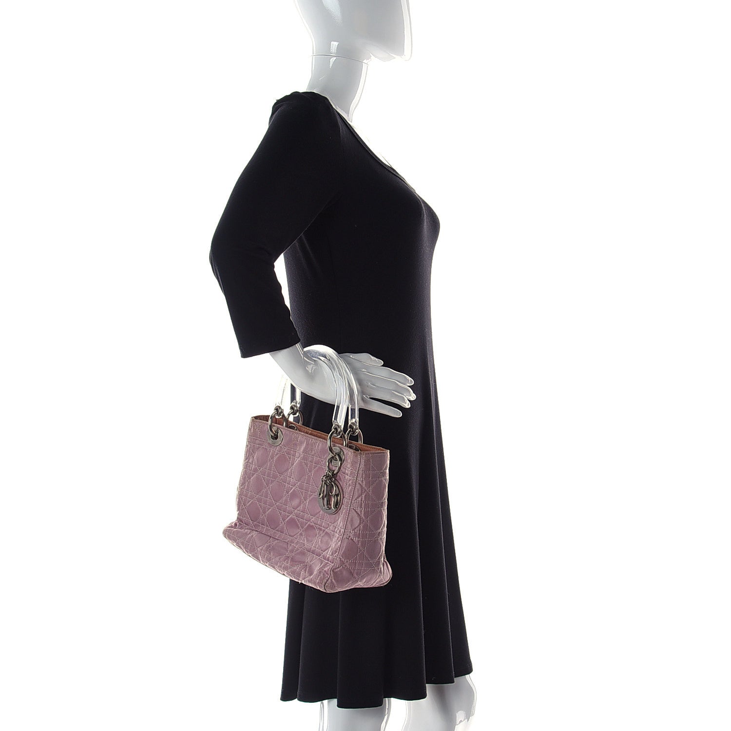 Christian Dior Lucite Nylon Cannage Medium Lady Dior Pink 3 of 11