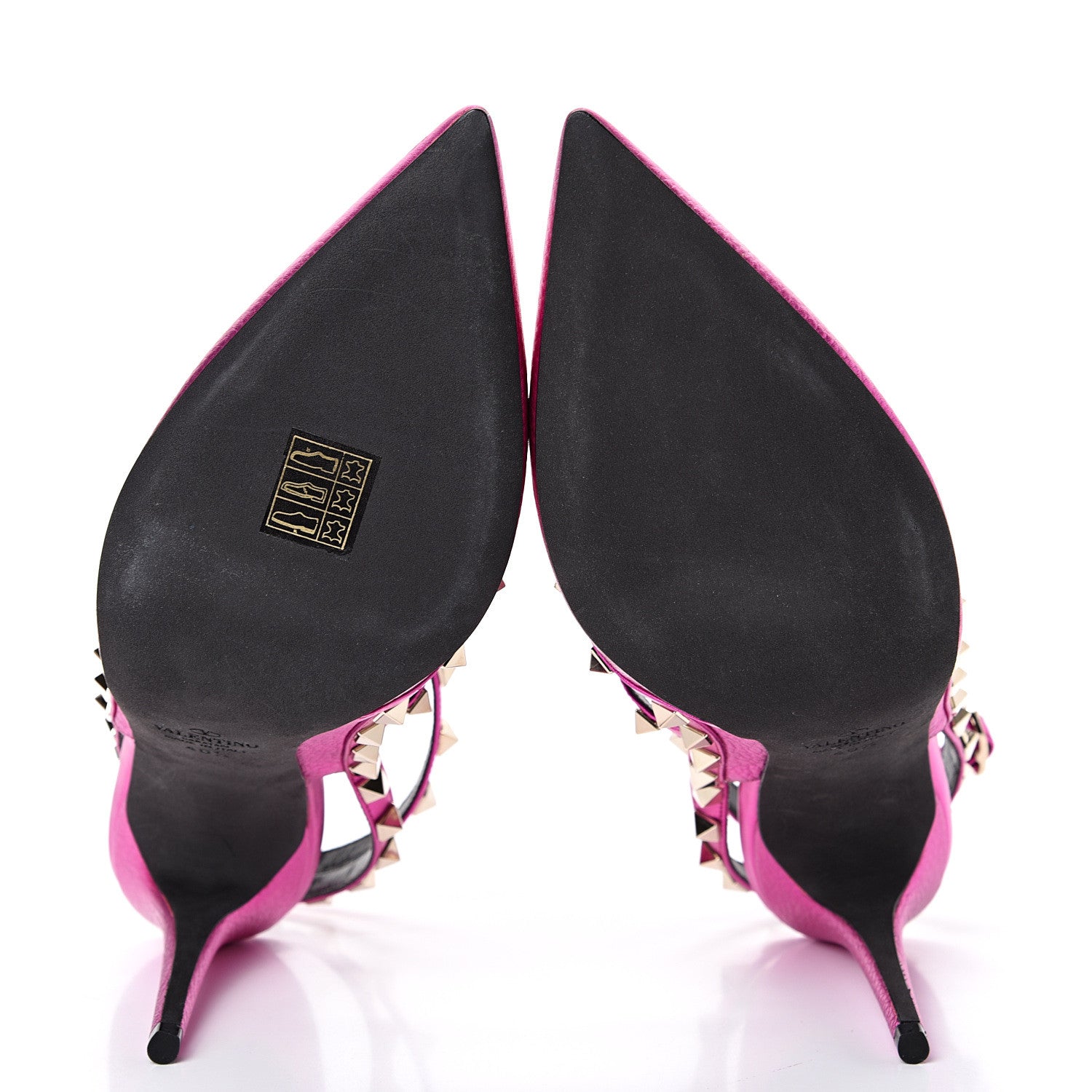 Valentino Garavani Metallic Pebbled Calfskin Rockstud Ankle Strap Pumps 40.5 Peony 5 of 10