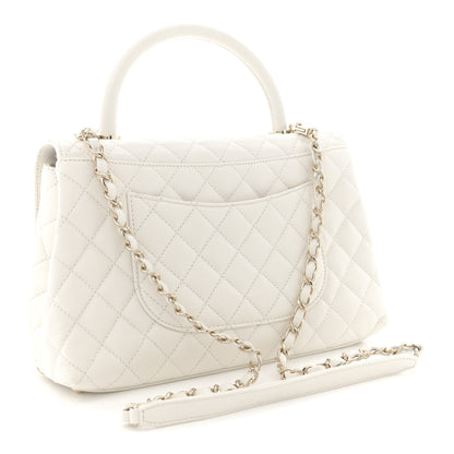 Chanel Caviar Quilted Small Coco Handle Flap White 3 of 12
