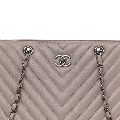 Chanel Aged Calfskin Chevron Quilted Large Classic Shopping Tote Grey 8 of 8