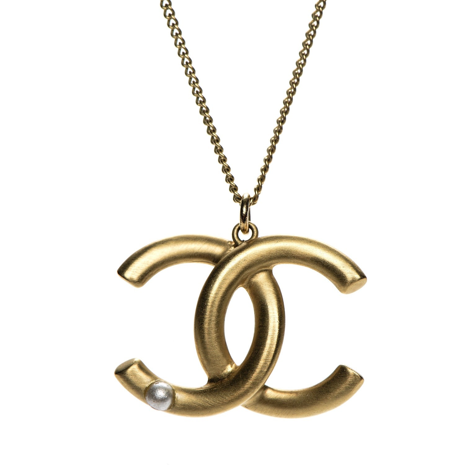 Chanel Pearl CC Pendant Necklace Gold 4 of 6