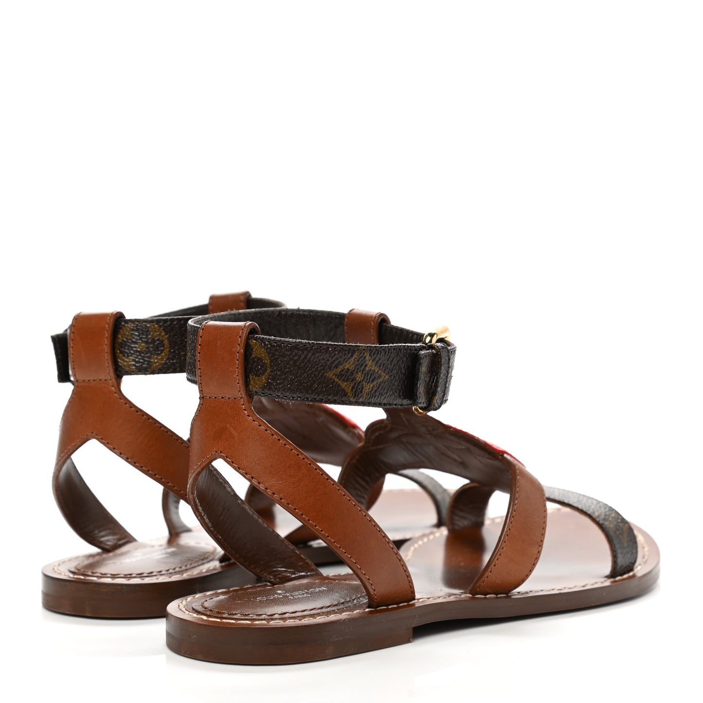 Calfskin Game On Playful Flat Sandals 38 Brown