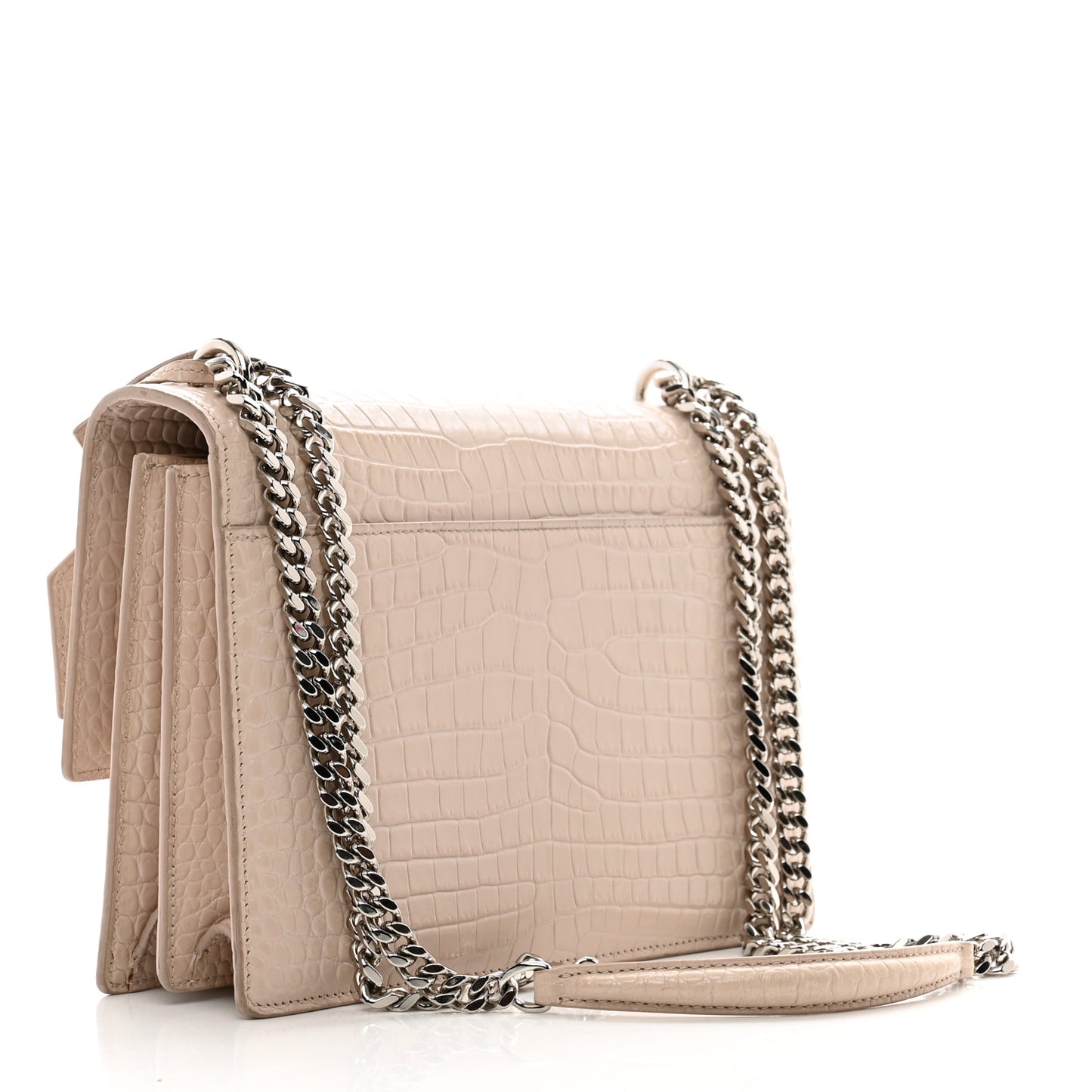 Calfskin Crocodile Embossed Medium Monogram Sunset Rose Antic