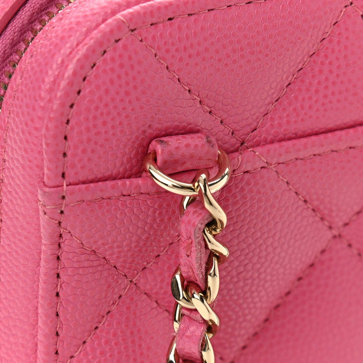 Caviar Quilted Phone Holder Wallet On Chain WOC Pink