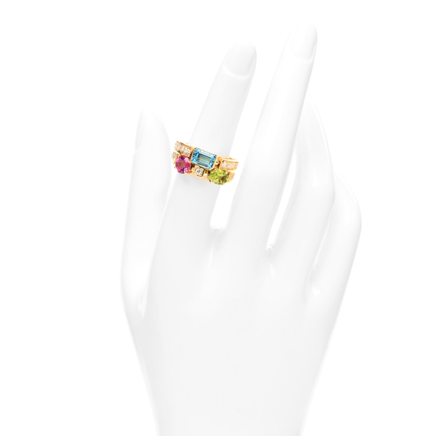 18K Yellow Gold Diamond Multi Gemstone Allegra Ring 51 5.75