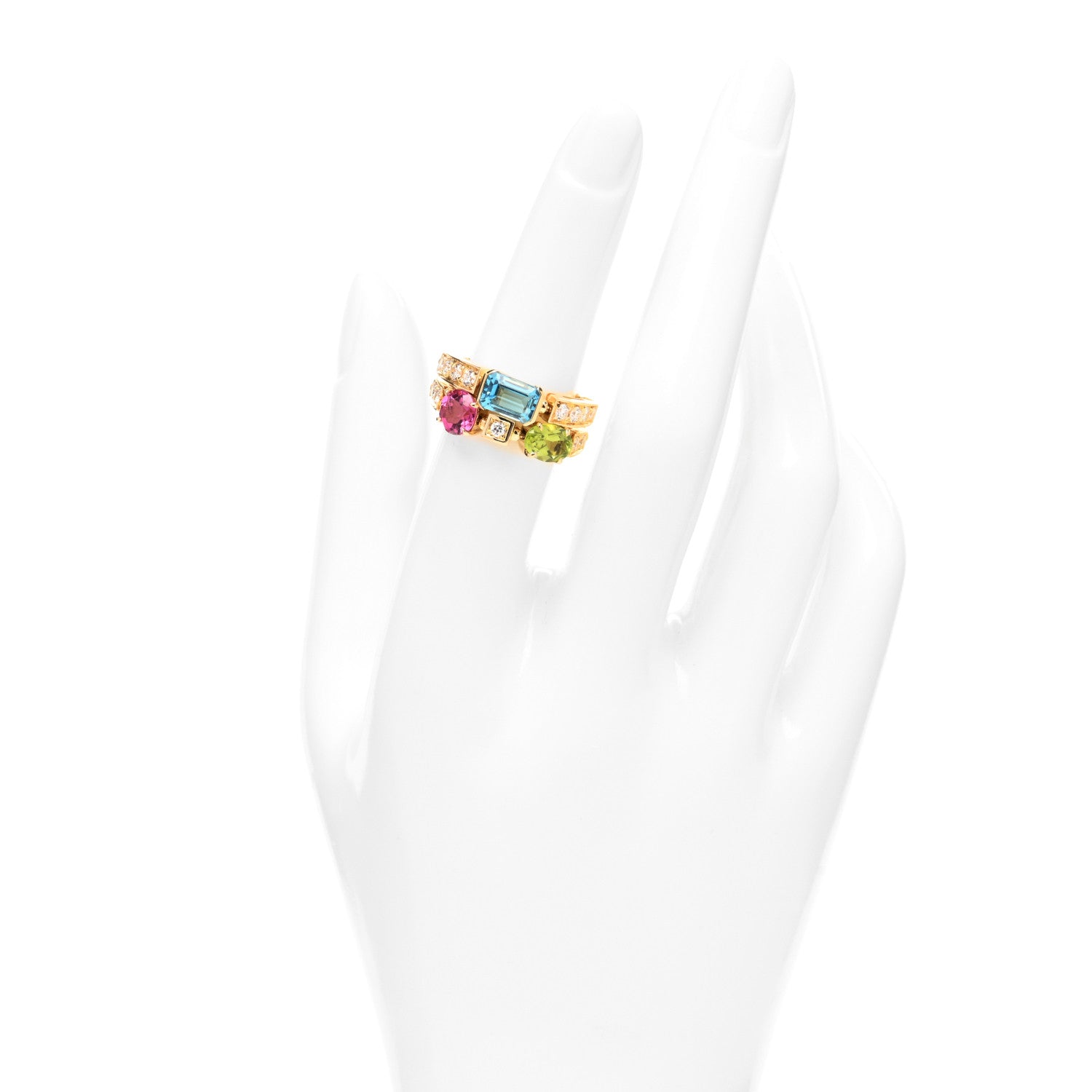 Bulgari 18K Yellow Gold Diamond Multi Gemstone Allegra Ring 51 5.75 2 of 4