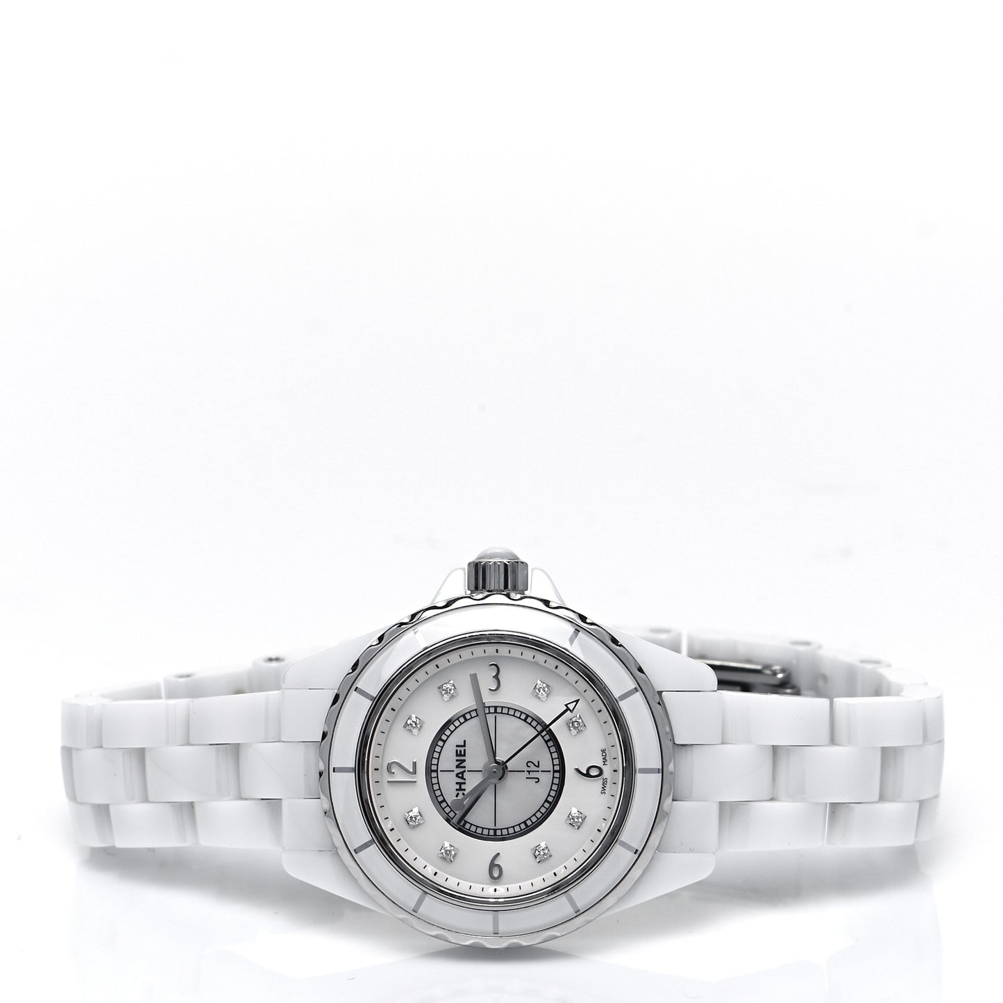 Stainless Steel Ceramic Diamond Mother of Pearl 29mm J12 Quartz Watch White