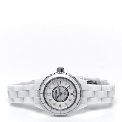 Chanel Stainless Steel Ceramic Diamond Mother of Pearl 29mm J12 Quartz Watch White 2 of 4